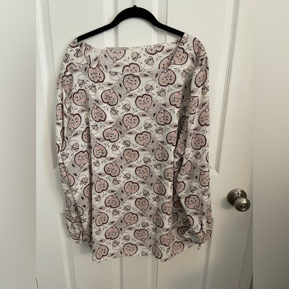 LOFT plus size 24 long sleeve printed blouse